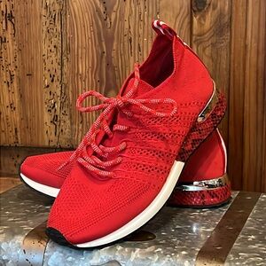 Urban Sport by J/Slides NYC Lifestyle Knit Sneaker With Snakeskin Heel